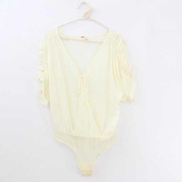 Free People Cleo Ivory Wrap Bodysuit - Picture 3 of 9